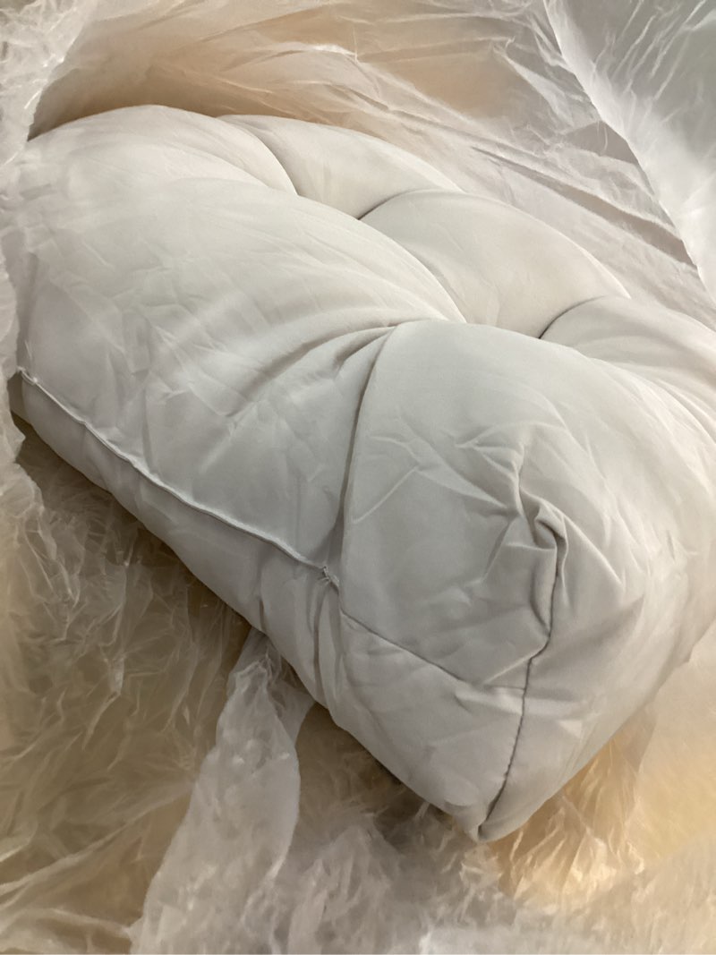 Condition photo showing As Is for danghoogy wicker chair cushions, waterproof outdoor loveseat cushions for patio furniture, 3 pieces wicker furniture cushions, 1 loveseat and 2 u-shaped cushions, cream cream wicker chair cushion