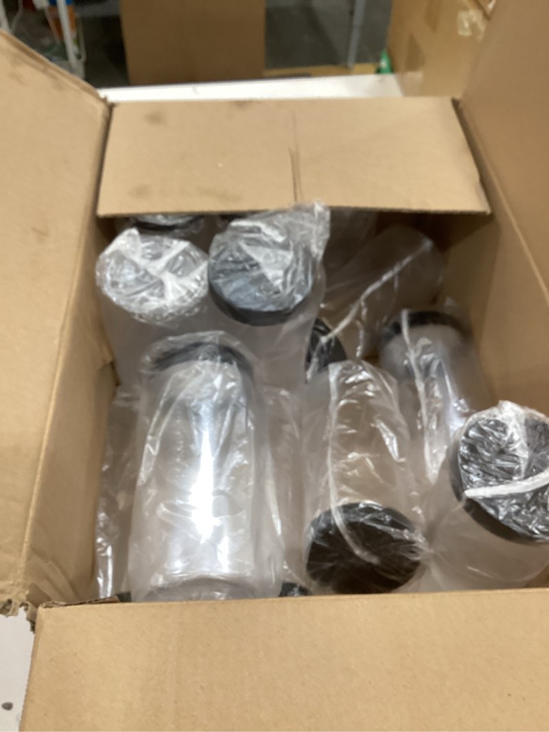 Condition photo showing New/Like New for peacepeo plastic jars with lids 16 oz, plastic jars 24 pcs slime containers with airtight screw on lids leak proof clear storage containers jar empty for kitchen & household food storage 16oz 24pcs black