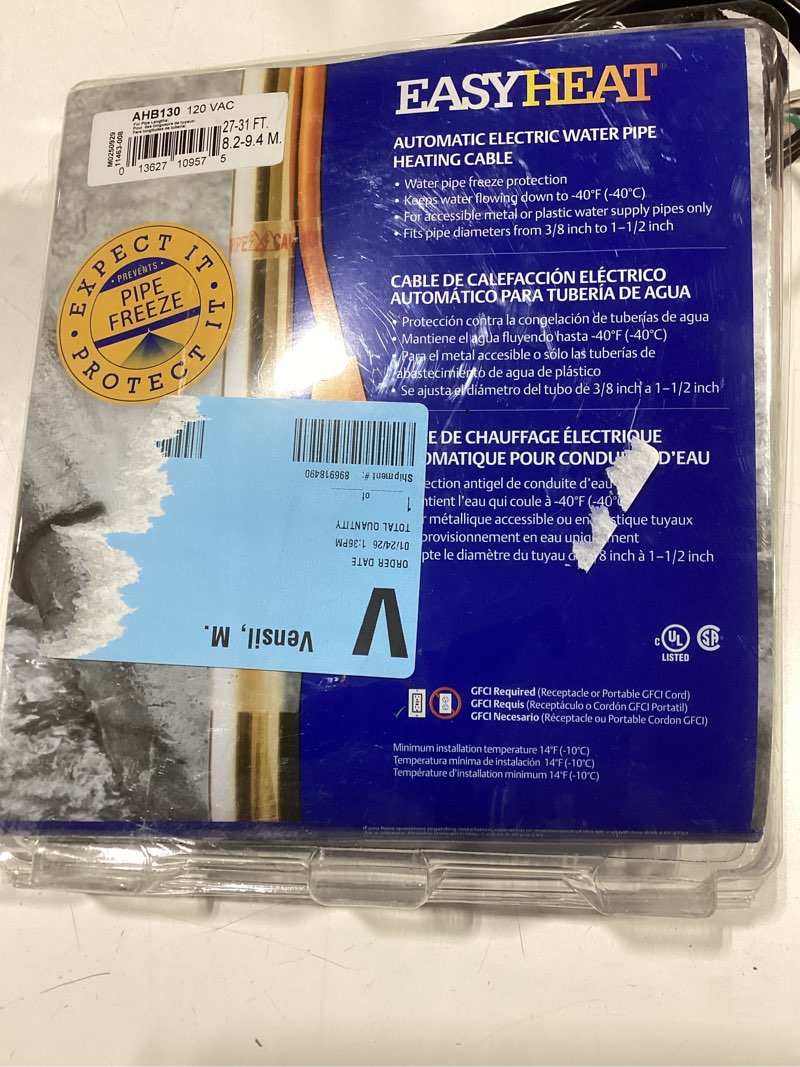 Condition photo showing As Is for Easy Heat AHB-130 Cold Weather Valve and Pipe Heating Cable, 30-Feet