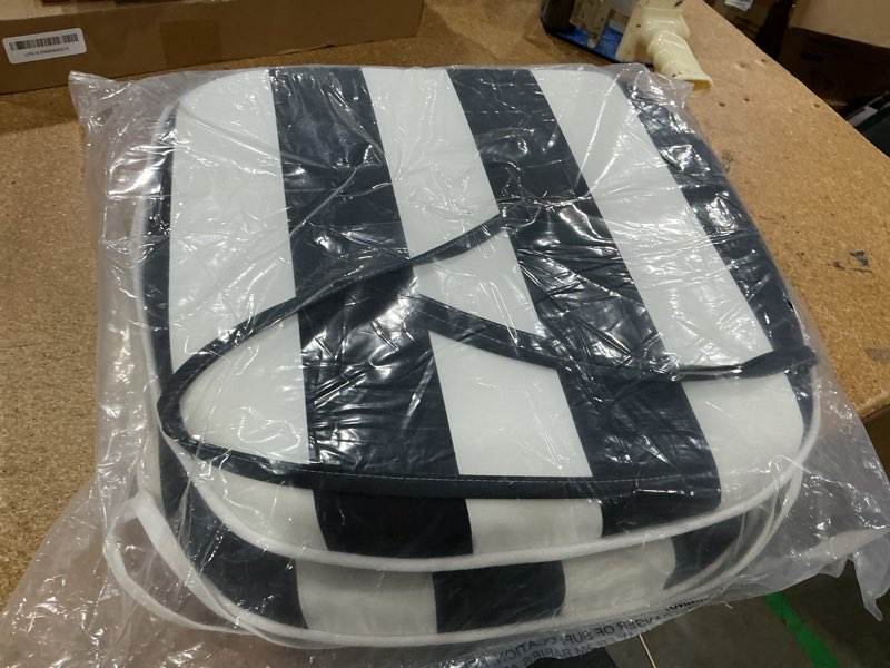 Condition photo showing Good Condition for outdoor chair cushions, patio chair cushions terrace square seat cushion waterproof thick black white stripe 17 * 16 * 2 inch (2, black white, memory sponge) black white foam 2