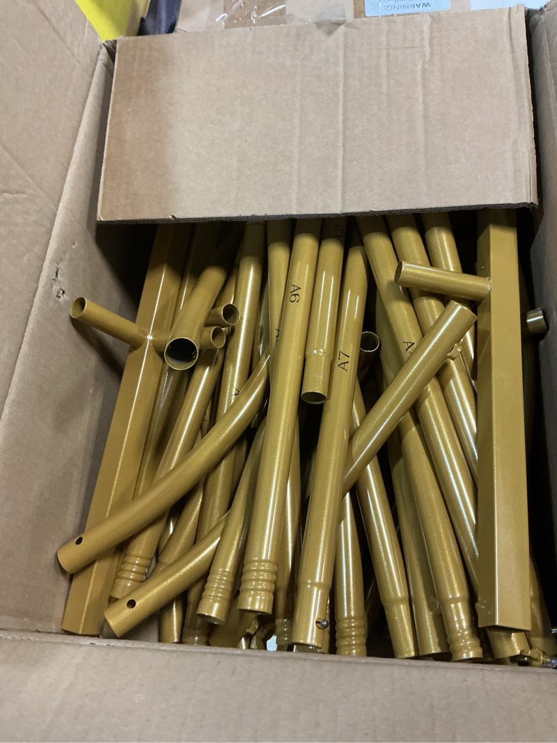Condition photo showing As Is for metal arch backdrop stand, set of 3 (4ft / 5ft / 6ft) gold arch backdrop with 12 ground nails, stable arched background stand for wedding, baby shower, birthday party, photography 4/5/6 ft