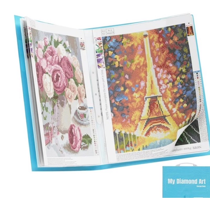 ARTDOT Durable A3 Portfolio Case for Diamond Painting Kits, Art Storage Book with 30 Pocket Sleeves, 16x12 inches