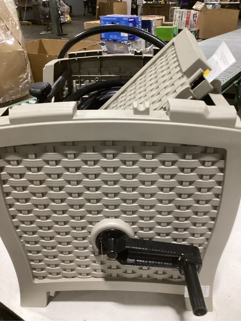 Condition photo showing As Is for suncast hose hideaway plastic 175-ft hideaway hose reel
