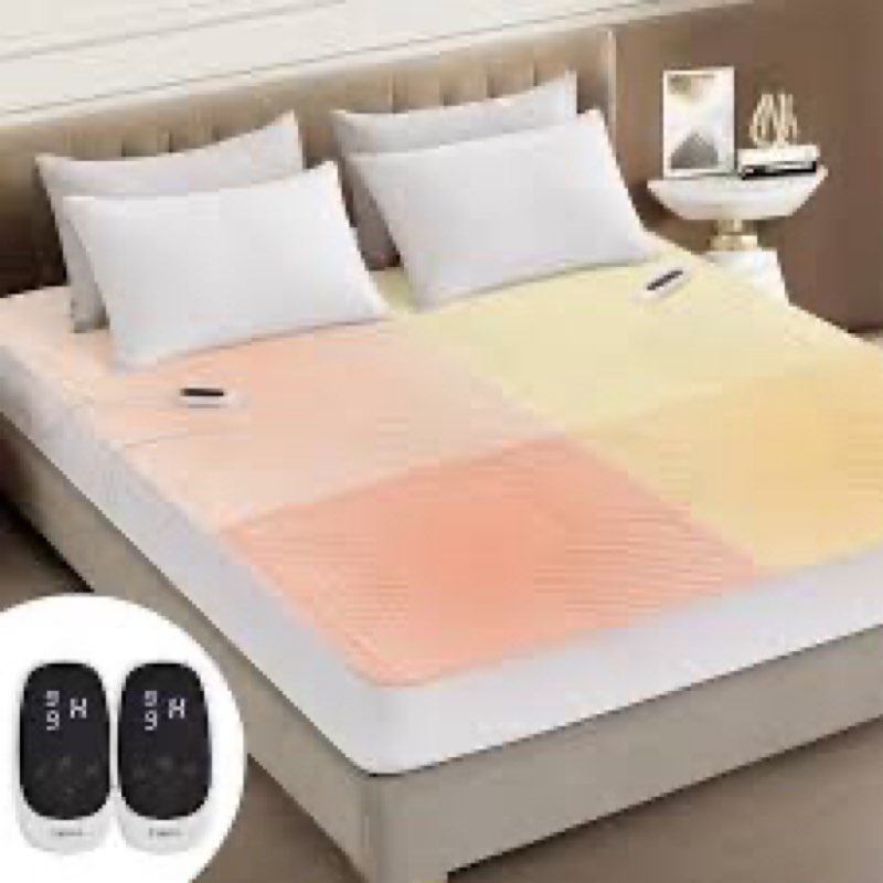 ALMAH Electric Heated Mattress Pad Queen,6-Zone Fast Heating Bed Warmer with Individual Head/Body/Fo