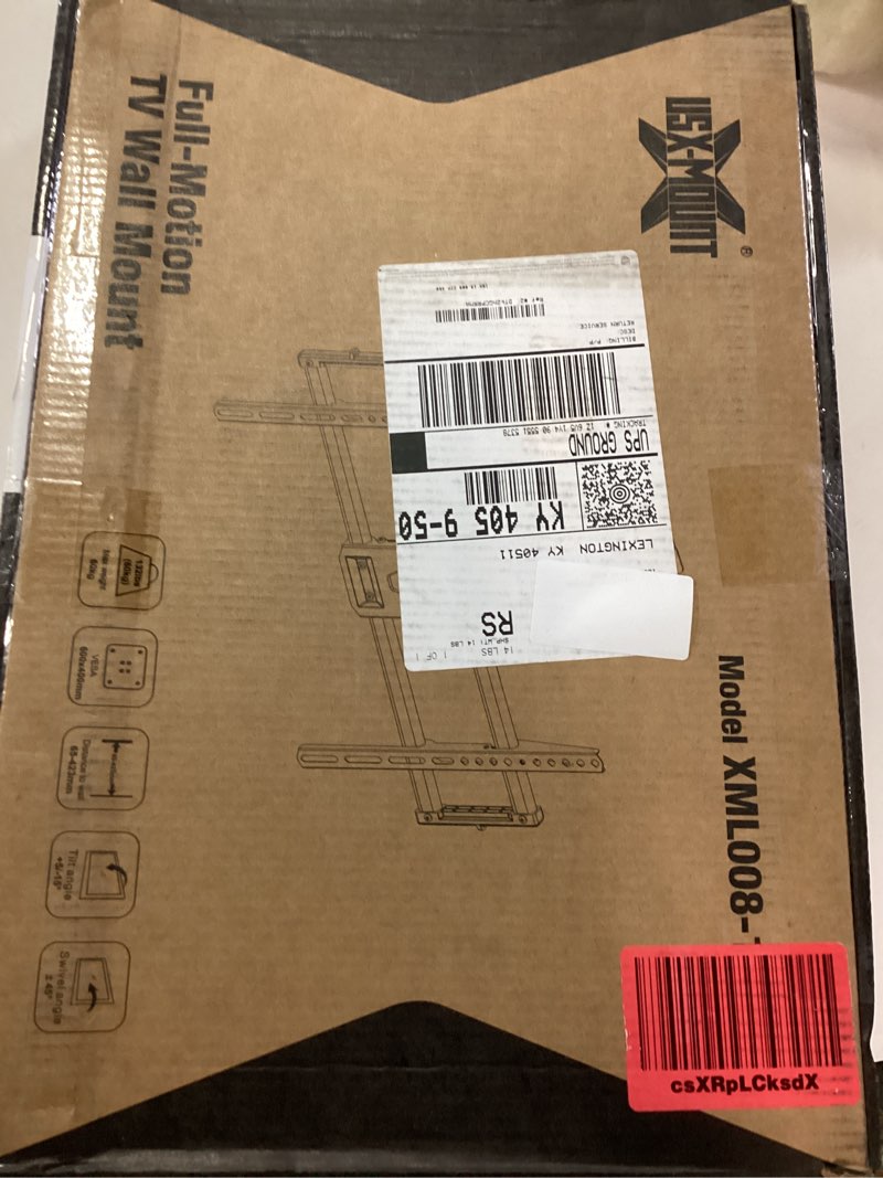 Condition photo showing New/Like New for USX Mount Full Motion TV Wall Mount for Most 42-90 inch Flat Screen/LED/4K, TV Mount Bracket Dual Swivel Articulating Tilt 6 Arms, Max 16" Wood Studs, VESA 600x400mm, Holds up to 132lbs