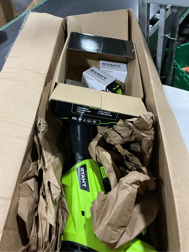 Condition photo showing Good Condition for leaf blower cordless, leaf blower with battery and charger - 2 speed modes, 2 batteries, 20v powerful lightweight electric blowers for blowing leaves, lawn care, patio, green