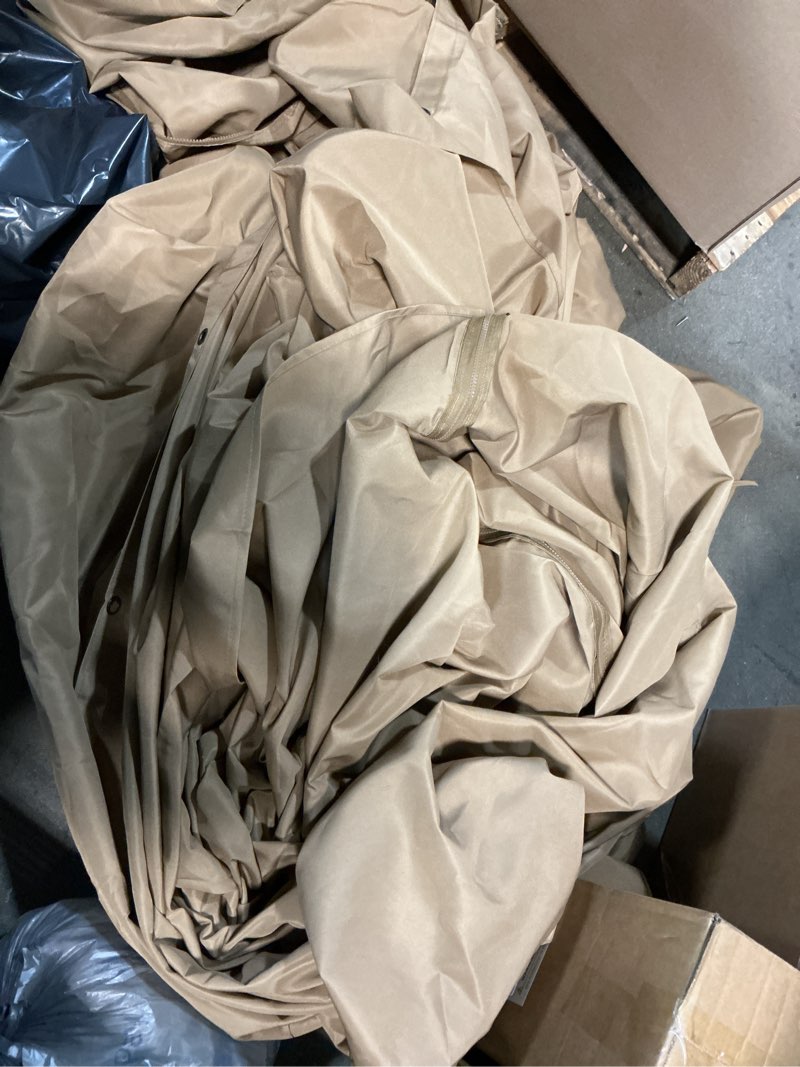 Condition photo showing As Is for slashome 12'x14' gazebo curtains outdoor waterproof, khaki universal replacement curtain 4-panels, sidewalls with zipper for garden, patio, yard (only curtains) khaki 144"w x 168"l (pack of 4)