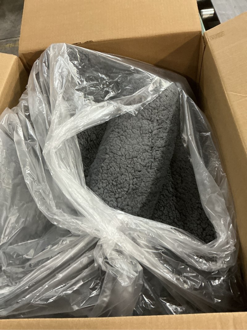 Condition photo showing As Is for HOMBYS Sherpa Fleece Lumbar Support Pillow with Headrest for Recliner,Memory Foam Recliner Chair Cushion for Back Pain,Big High Back Support for Recliner with Chair Headrest for Elderly (Grey)