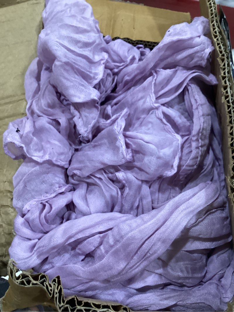 Condition photo showing Good Condition for 15 pack lavender cheesecloth table runner 17 x 108 inch cheese cloth table runners 9ft lavender table runner rustic romantic sheer gauze runner for wedding party baby shower table decoration 15 pack - 17x108 inch lavender
