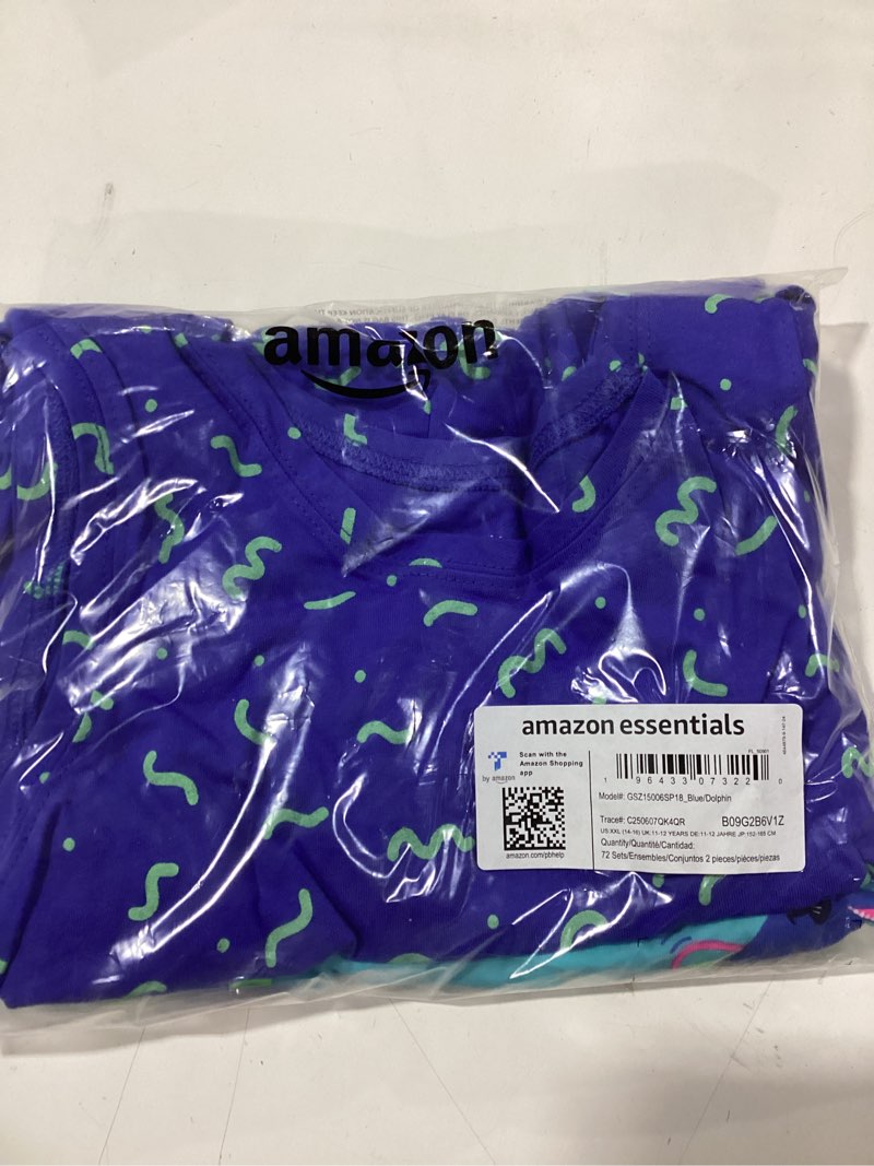 Condition photo showing As Is for Amazon Essentials Girls and Toddlers' Knit Sleeveless Rompers (Previously Spotted Zebra), Pack of 2 XX-Large Blue/Dolphin