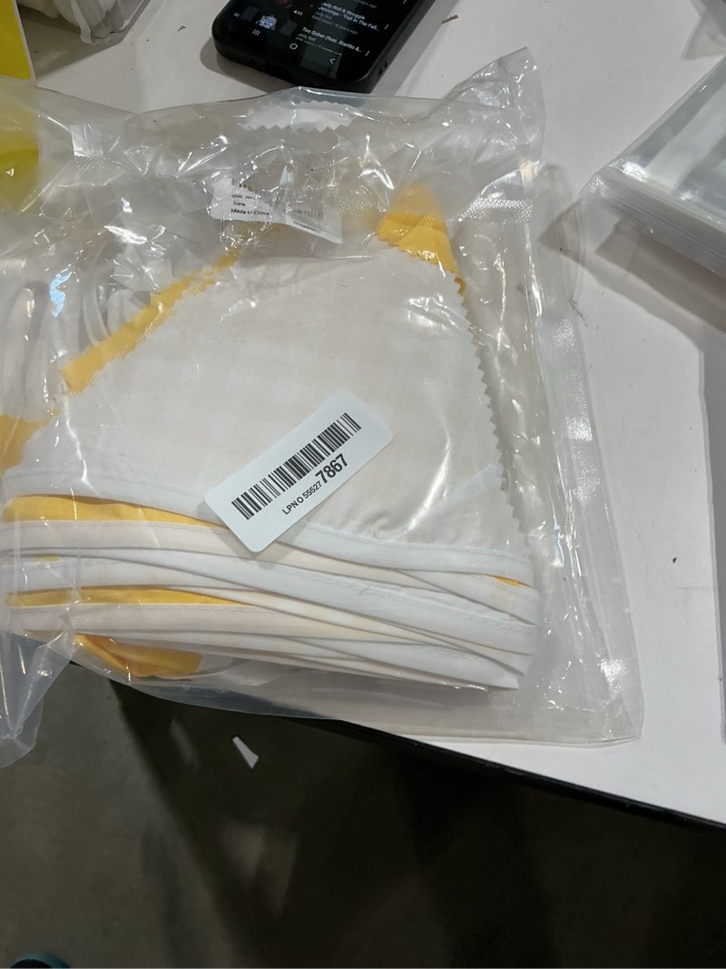 Condition photo showing Good Condition for gcqq 39ft yellow white pennants banners 42pcs large striped and checkered fabric banner triangle garlands banner flags for st.parker’s, wedding, bee sunflowers party, bbq, picnic, lemon party decoration