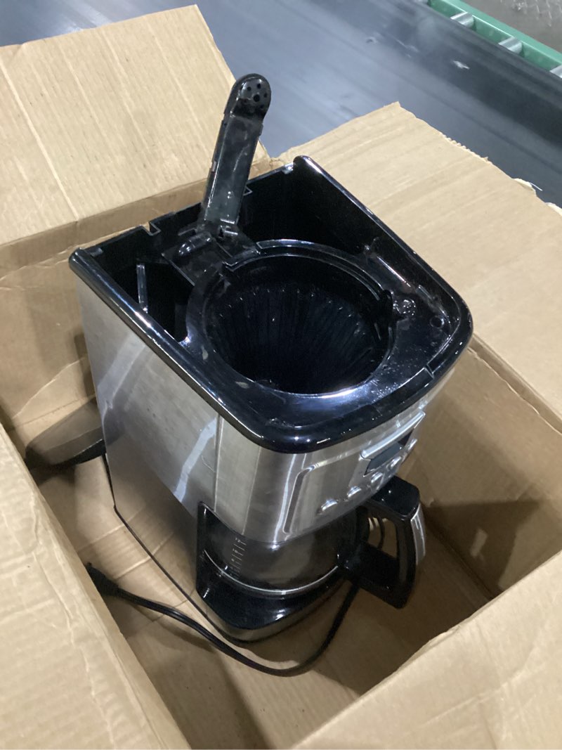 Condition photo showing As Is for Broken as is Cuisinart 14-Cup Coffee Maker, Programmable PerfecTemp Glass Carafe Coffee Machine with 1-4 Cup Setting, Brew Strength Control and Pause, Stainless Steel, DCC-3200NAS 14-Cup Glass Stainless Steel
