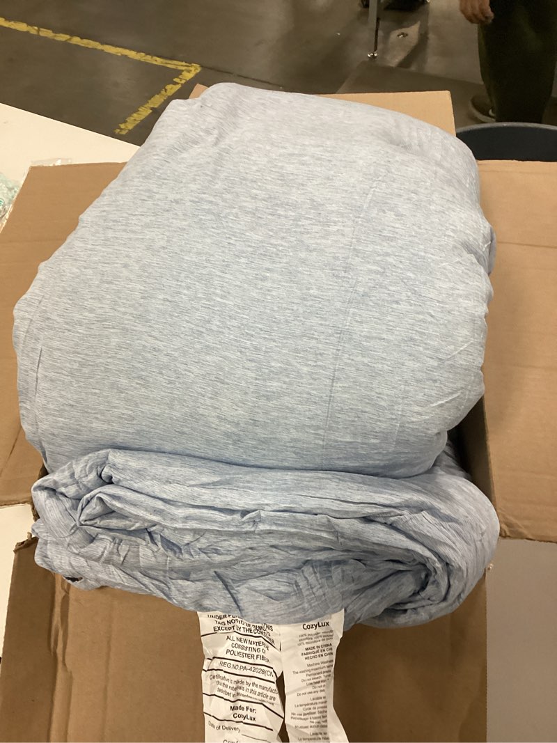 CozyLux California King Comforter Set - 3 Pieces Blue Soft Luxury Cationic Dyeing Cal King Size Bedding Comforter All Season, Breathable Lightweight Fluffy Bed Set with 1 Comforter and 2 Pillow Shams