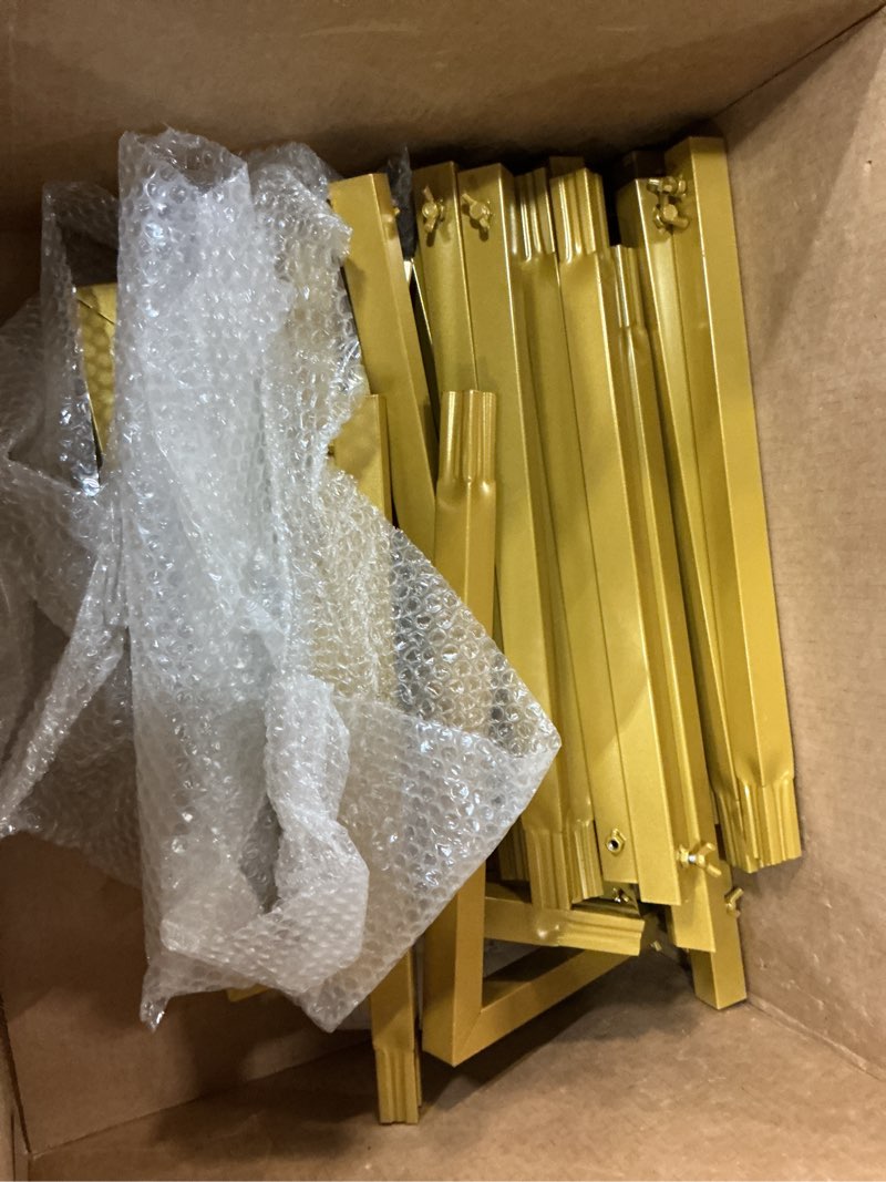 Condition photo showing As Is for wokceer 10x10 ft backdrop stand heavy duty pipe and drape kit, adjustable gold backdrop stand for wedding birthday party photography photo booth background christmas decoration 10 ft x 10 ft gold-10ft-e