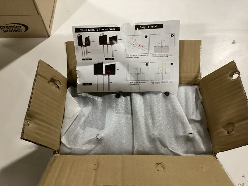 Condition photo showing Good Condition for 6x6 Concrete Post Base(4 PCS), Deck Post Base Holder Ground Spike for Concrete, Decking Post Brackets with 3 Anchor Rods, Post Base for Pavilion Deck Porch Handrail Railing 6x6 4