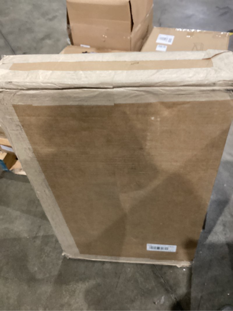 Condition photo showing As Is for Prepac Rustic Ridge Farmhouse Nightstand Bedside Table, Brown Nightstand for Bedroom, End Table with 2 Drawers and Open Shelf 16.25"D x 18.75"W x 24.5"H Rustic Ridge Drifted Gray