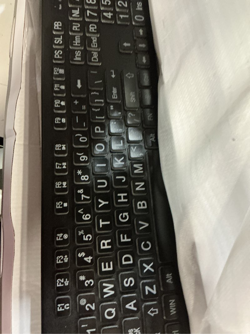Condition photo showing item condition for Backlit Large Print Wireless Keyboard and Mouse Combo, 2.4G Full Size Keyboards with Light Up Large Keys, Oversize Letters Keys Easy to See and Type, Quiet Keyboard Mouse for Windows, Laptop, PC Black