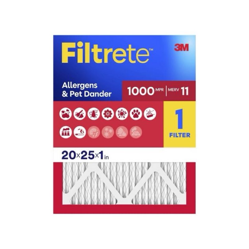 filtrete 20-in w x 25-in l x 4-in merv 11 1000 mpr allergen defense electrostatic pleated air filter