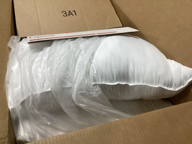 Condition photo showing Good Condition for Serta Down Illusion Soft Hypoallergenic Soft/Medium Bed Pillows for Side, Stomach or Back Sleepers (2 Pack), Queen, White White Queen Soft/Medium