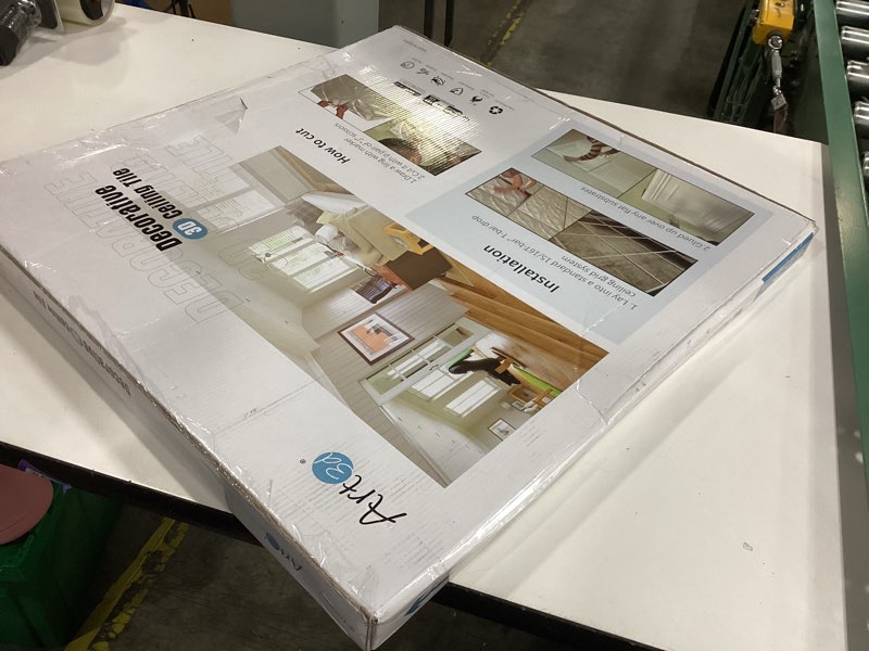 Condition photo showing New/Like New for Art3d 12-Pack Square Drop Ceiling Tile 2ft x 2ft in White, PVC Ceiling Panel 24 x 24in. - Compatible with 15/16" Drop Ceiling Grid System