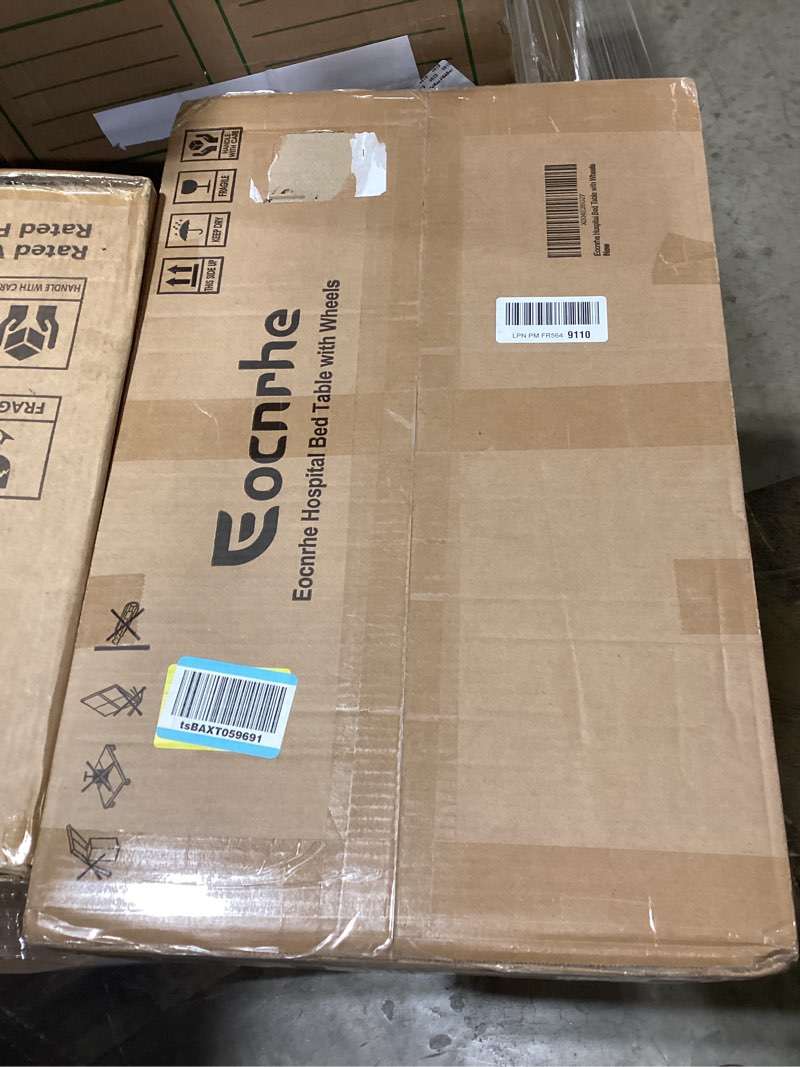 Condition photo showing Good Condition for adjustable overbed bedside table, hospital bed table with wheels, portable rolling desk, mobile small standing desk, rolling laptop stand, computer cart 23.62inch