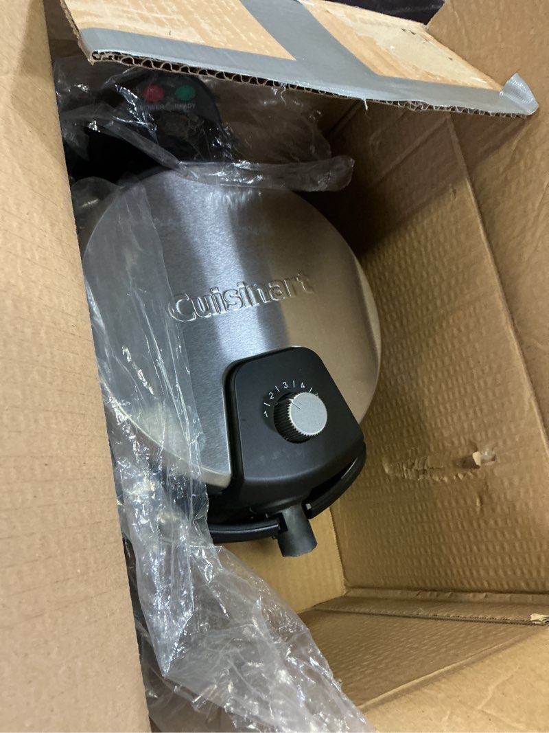Condition photo showing As Is for Cuisinart Round Flip Belgian Waffle Maker, Black/Silver, 1 inch thick, WAF-F30NAS New Single Flip