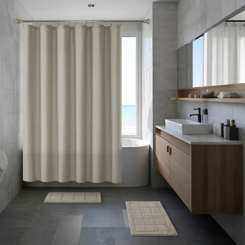 Mainstays Taupe Texture Solid Shower Curtain Sea Aesthetic
