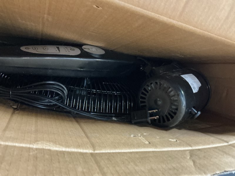 Condition photo showing As Is for black+decker 18" oscillating stand fan with remote control black: adjustable height, 3 speeds, etl listed