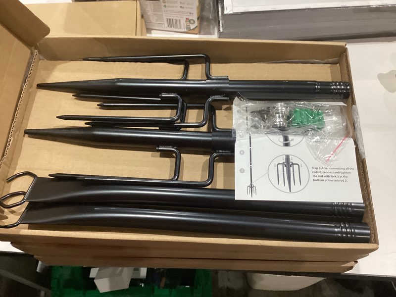 Condition photo showing Good Condition for 2 Pack String Light Poles,10 Ft Light Poles for Outside String Lights,Outdoor Lights Pole with Fork,Metal Poles Stand for Patio Deck Backyard 10FT 2 Pack