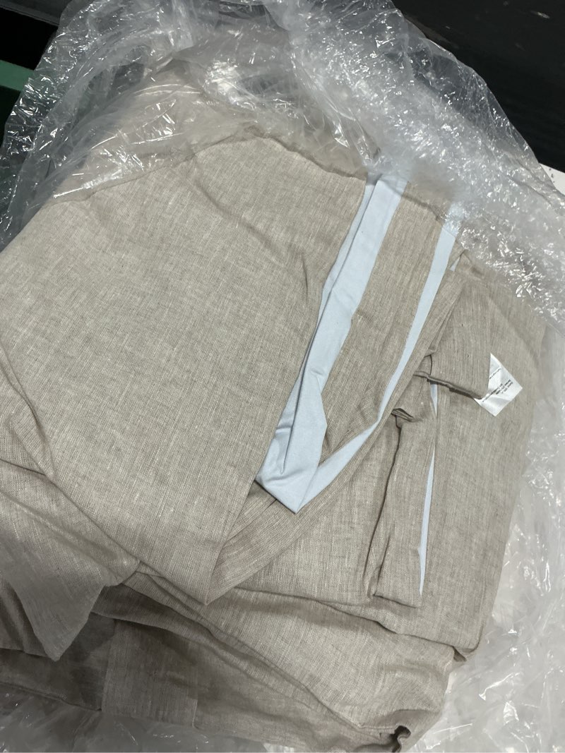 Condition photo showing Good Condition for ( 1 panel )european linen true blackout curtain - single panel, 96x120, flax