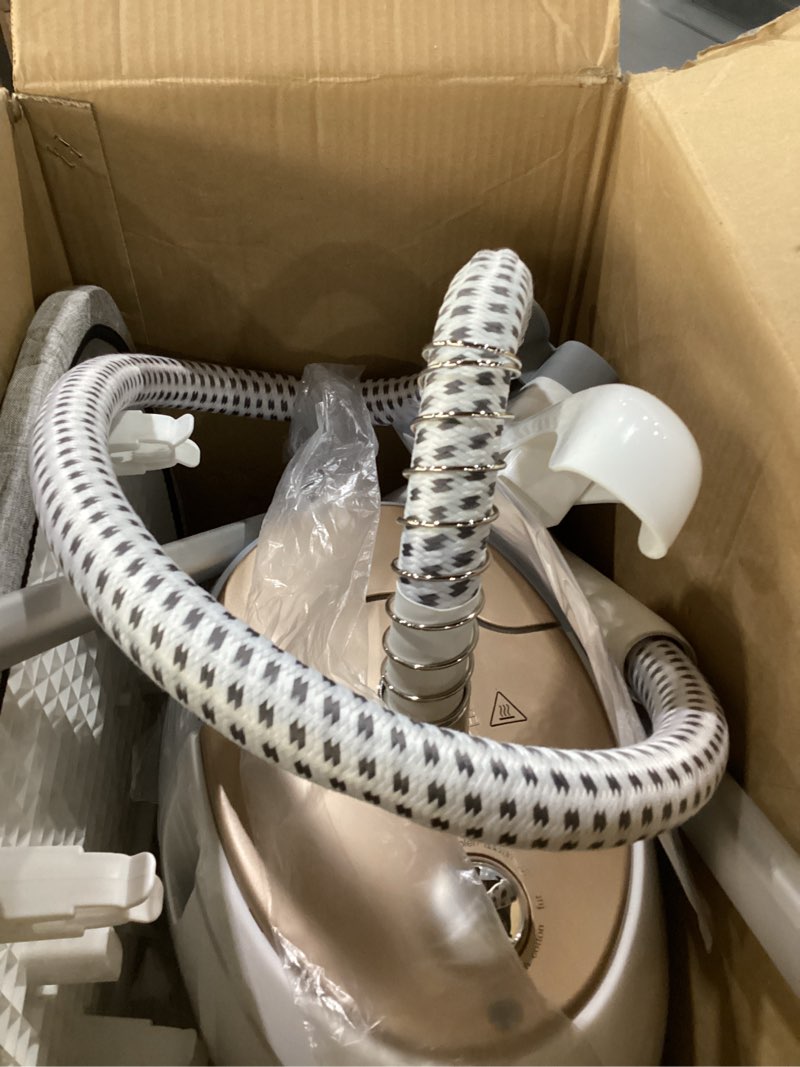 Condition photo showing As Is for HAPAIS Steamer for Clothes,1800W Standing Garment Steamer 30s Heat-up with Adjustable Stable Double Rod,2-in-1 Flat & Hanging Ironing,Clothes Steamer with 10 Fabric Steam Modes White gold