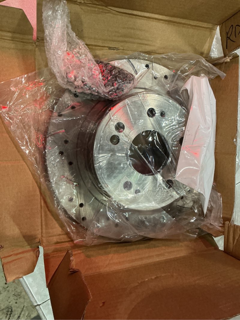 Condition photo showing As Is for rear drilled and slotted brake pads and rotors kit ceramic automotive replacement brake kits 11.09 inch compatible for honda accord tsx 2008-2017 (10 pcs)