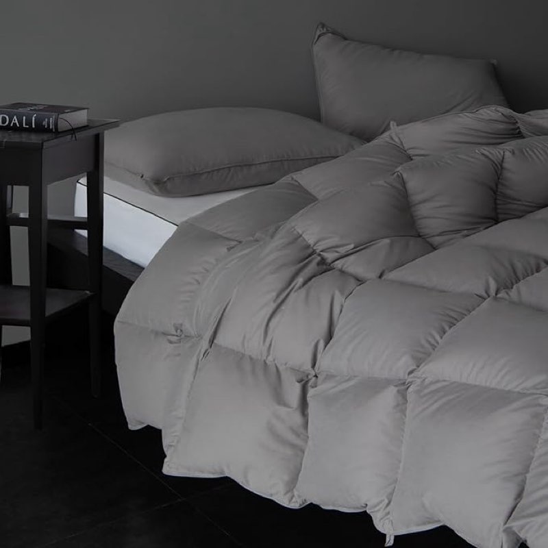 luxury down fiber comforter oversized king size - fluffy and cozy duvet insert for all seasons - medium warmth hotel collection comforters?gray(120 x 98”)