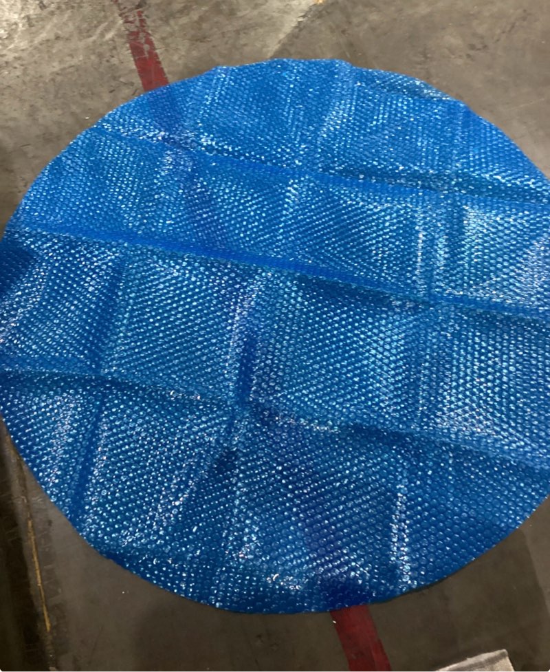 Condition photo showing As Is for solar bubble hot tub spa cover for 4.7ft round circle inflatable swimming pool blanket thermal floating insulation 16 mil bubble solar covers for indoor outdoor spa hot tub wrap covers 4.7 ft round 8 pack