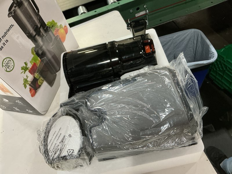 Condition photo showing Good Condition for juicer machines with 5.8" large feed chute, cold press juicer for whole vegetables and fruits 400w, slow masticating juicer easy to clean juice extractor machine high juice yield titanium gray