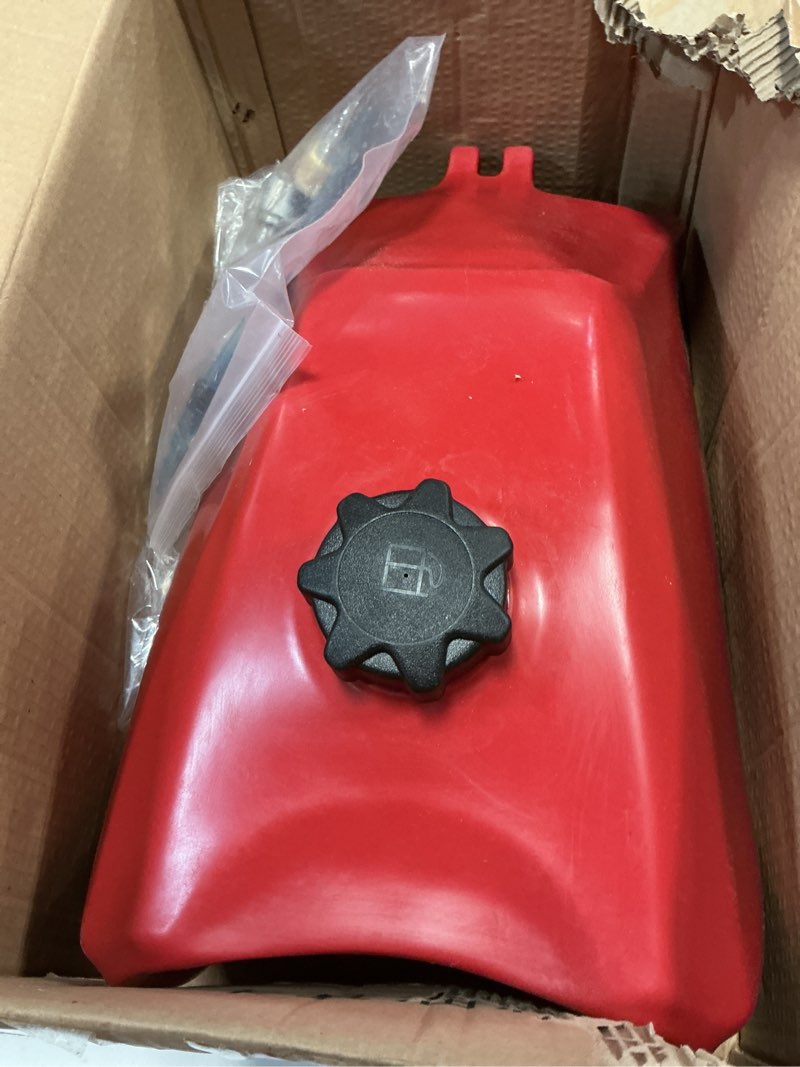 Condition photo showing As Is for Mallofusa Plastic Fuel Gas Tank Cap Petrol Gastank with Petcock Compatible for Honda TRX300 TRX 300 1993-2000 Red