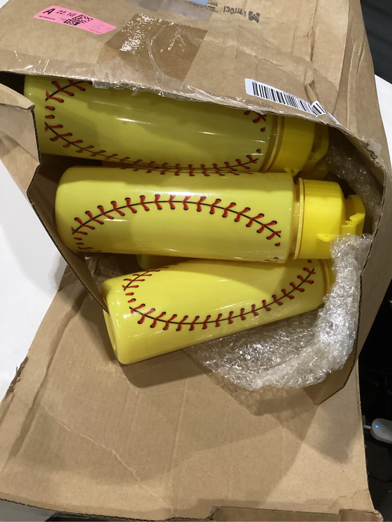 Condition photo showing Good Condition for mifoci 20 pieces sports water bottle bulk 17 oz reusable plastic biking water bottle tumbler adults reusable large bottles with leak proof flip top for party outdoor (softball,red and yellow) softball red and yellow 20