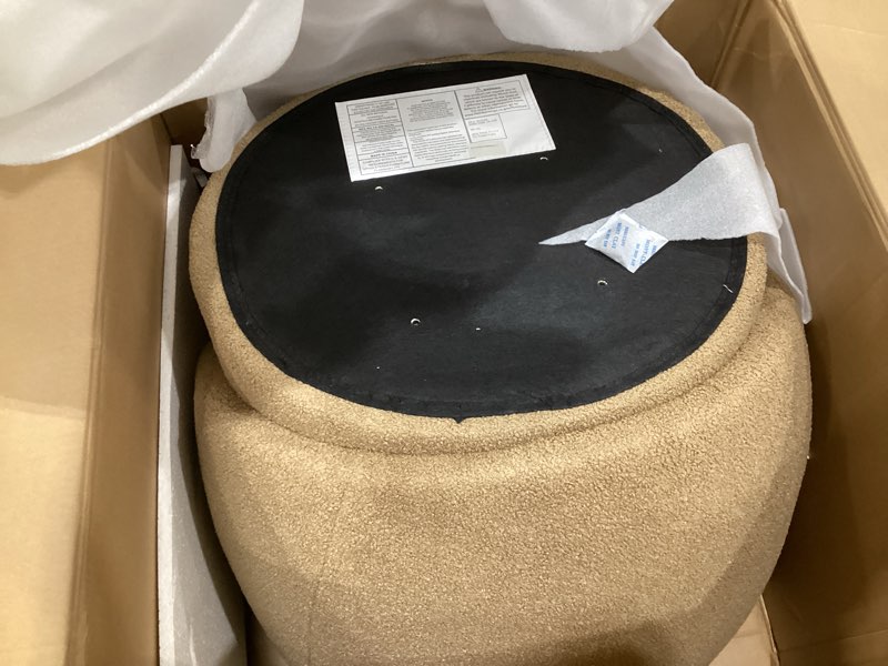 Condition photo showing Good Condition for swivel accent chair round barrel armchair upholstered performance fabric for living room bedroom waitingroom,2 box,sand sand set of 2