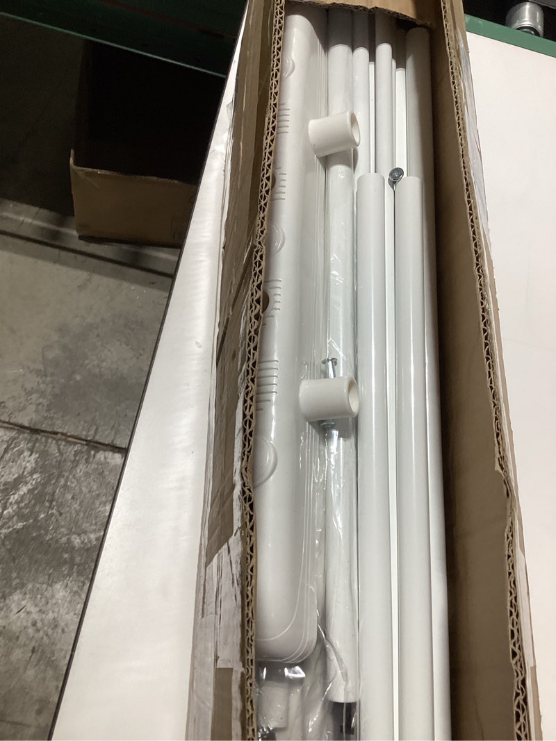 Condition photo showing As Is for HOMIDEC Clothes Drying Rack, Large 4-Tier Foldable Drying Rack Clothing(67.7H x 19.7W x 30L Inches), Movable with 4 Castors. Multifunctional Stainless Steel Laundry Drying Rack, White Incomplete 