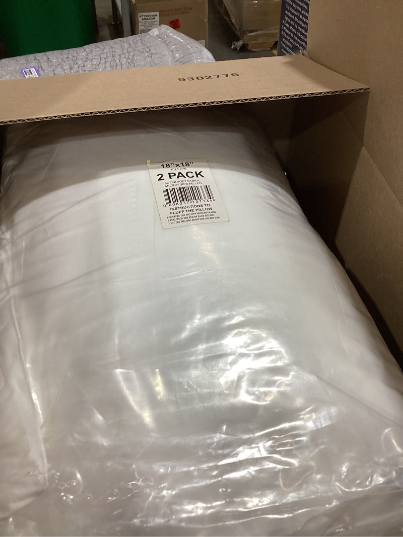 Condition photo showing Good Condition for quba linen 18 x 18 throw pillow insert - pack of 2 white, down alternative pillow inserts for decorative pillow covers, throw pillows for bed, couch pillows for living room (pack of 2)