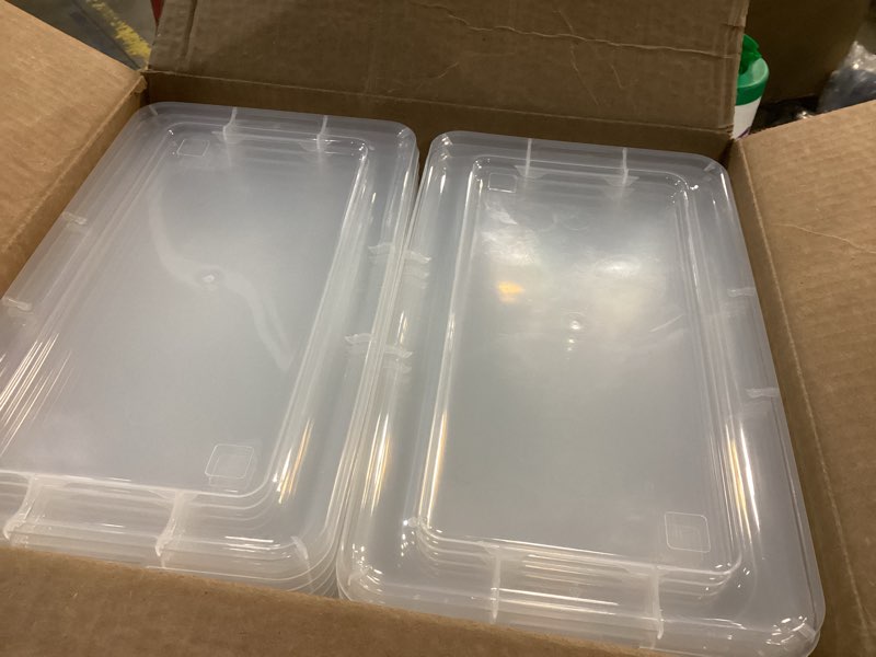 Condition photo showing Good Condition for 20-Pack Clear 6-Quart Plastic Storage Containers with Snap-Fit Lids – Stackable?Durable Organizers for Home?Kitchen?Office?Shoe Closets & Cabinet Shelves