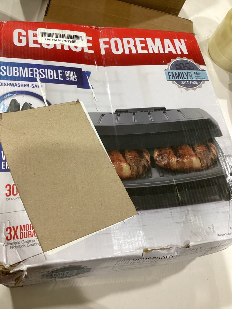 Condition photo showing Good Condition for George Foreman® Fully Submersible™ Grill  NEW Dishwasher Safe  Wash the Entire Grill  Easy-to-Clean Nonstick  Black/Grey  4-Serving