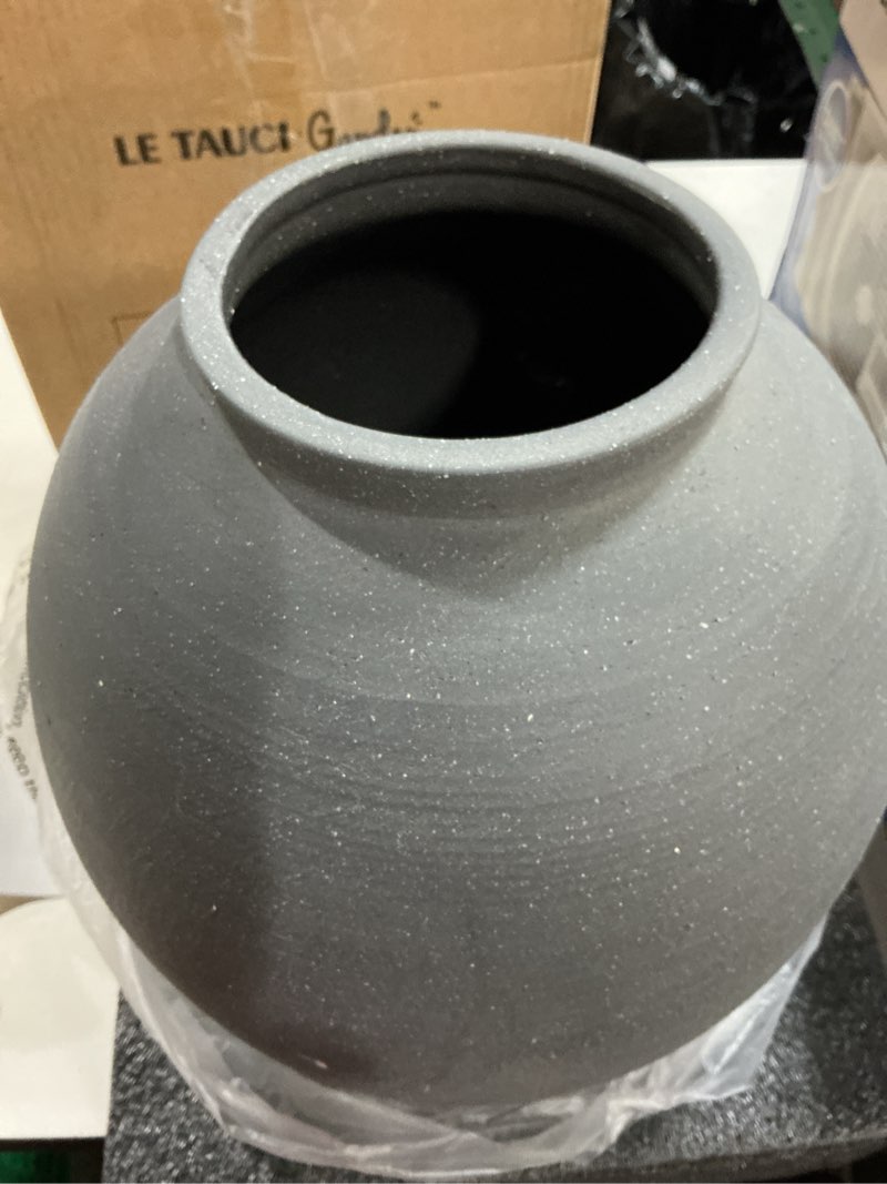Condition photo showing New/Like New for ceramic rustic vase, 10.8 inch farmhouse minimalist tall flower vase for table, living room, home decor, bathroom, holiday, wedding, set of 1,sandstone dark grey sandstone dark grey 10.8 inch