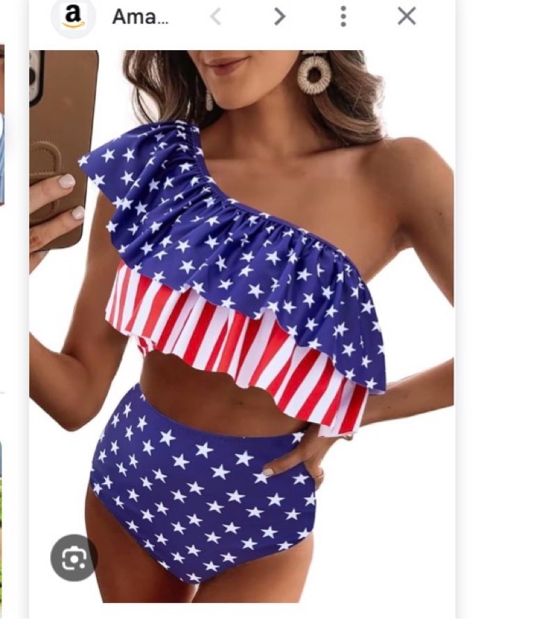 VIMPUNEC Ruffle One Shoulder Swimsuits for Women Striped High Waisted Two Piece Bathing Suits Navy Blue Stripes Medium