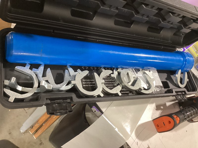 Condition photo showing As Is for orion motor tech inner tie rod removal tool kit, inner tie rod tool for tie rod removal and installation, master inner tie rod tool set with 12 crowfoot adapters 1/2 inch drive tube blue