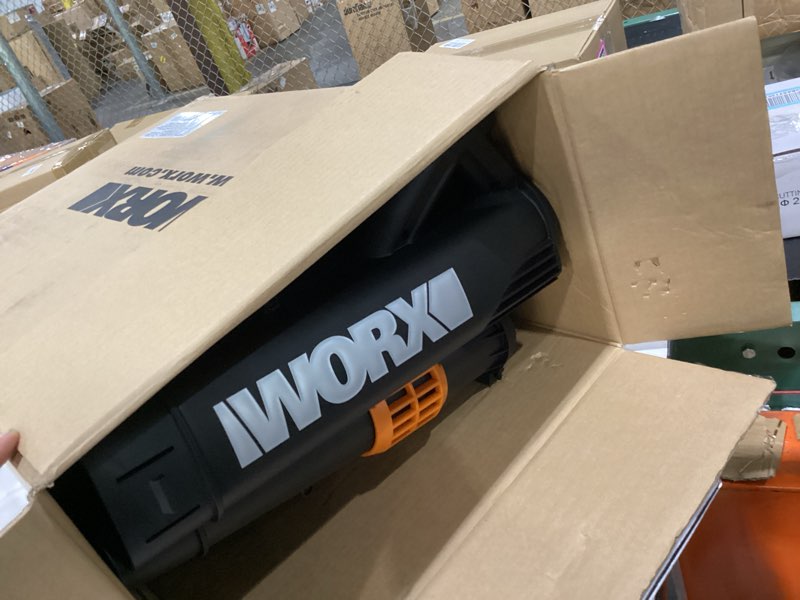 Condition photo showing Good Condition for worx trivac 3 in 1 electric leaf blower for lawn care, leaf vacuum with 350 cfm & 210 mph, leaf mulcher with metal impeller, wg509 350cfm blower/vac/mulcher