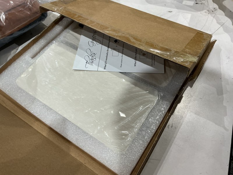 Condition photo showing As Is for kitchen stone sink caddy, 2pcs water absorbing stone tray, quick-drying faucet mats, diatomite bathroom counter tray, soap dispenser sponge holder, kitchen sink organizer (with non-slip feet) white