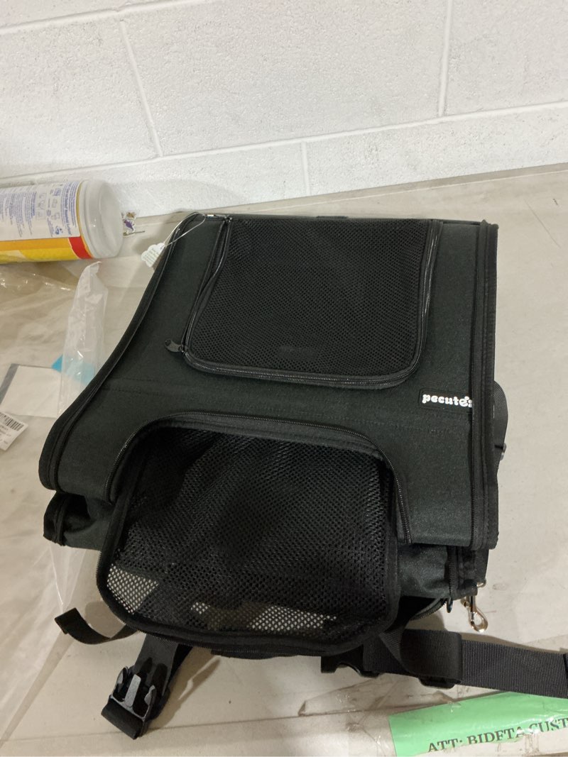 Condition photo showing Good Condition for pecute cat carrier backpacks, expandable cat backpack with breathable mesh, pet carrier backpack for cats small dogs puppies up to 18 lbs, dog carrier backpack great for travel hiking camping outdoor black l-mesh window