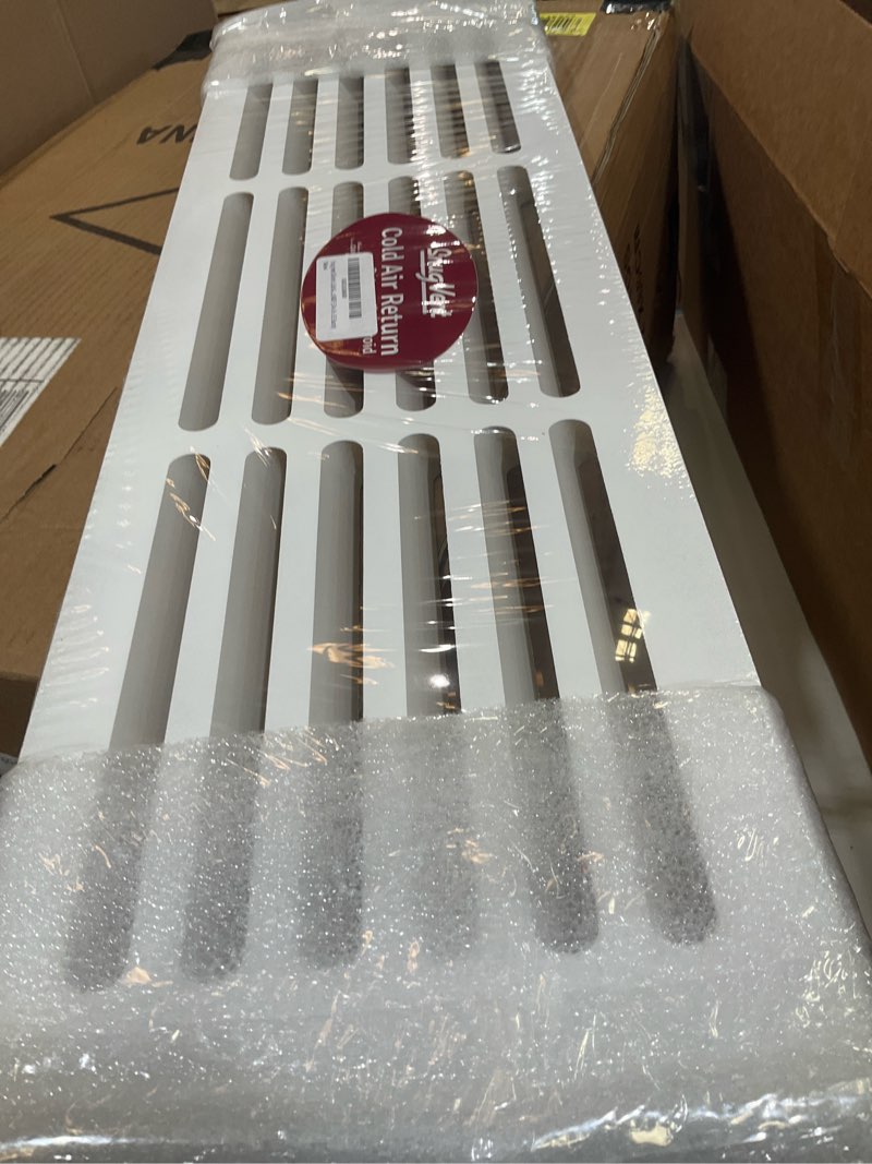 Condition photo showing Good Condition for 3/4 x 8 x 26 inch sturdy mdf cold air return grill - wood wall vent for home improvement - primed white and ready to paint - flexible install options 3/4 x 8 x 26 sturdy