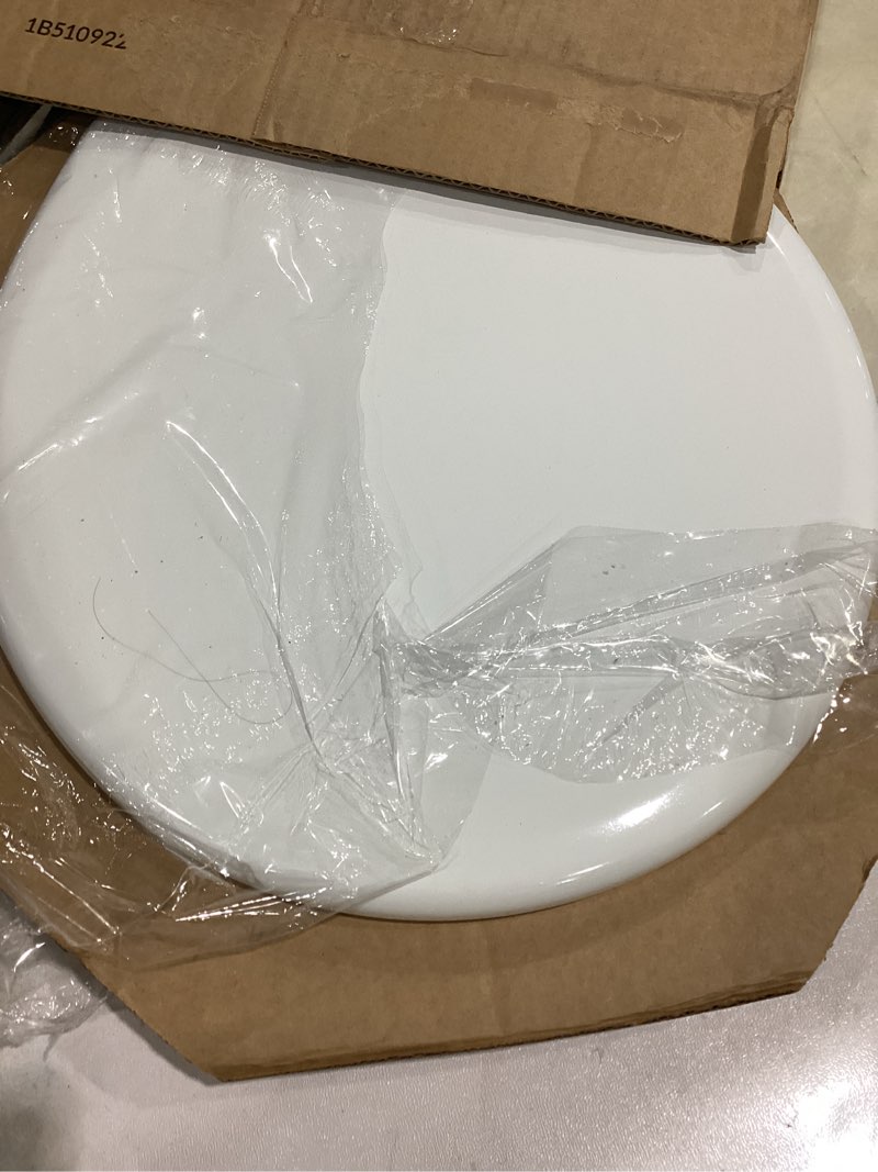 Condition photo showing Good Condition for mayfair slow close round white molded wood toilet seat